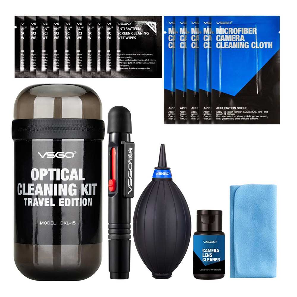 Vsgo 6 In 1 Optische Cleaning Kit Travel Edition Met Camera Lens Pen Air Blower Reinigingsdoekje Waterdichte Fles.
