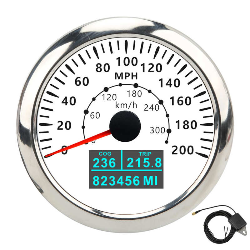 85Mm Gps Snelheidsmeter 0 ‑ 200MPH 0 ‑ 300 Km/h IP67 Waterdichte Digitale Kleurrijke Backlight Kilometerteller Voor Rv Boot gps Velometer: WHITE