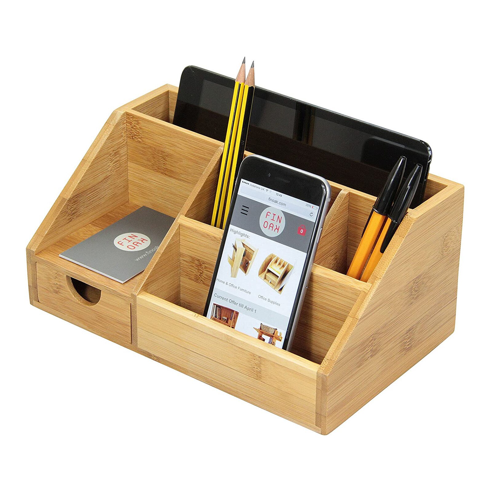 Multifunctional Wooden Office Desktop Storage Box Desktop Clutter Storage Box Office Home Bookends Book Holder Business#25