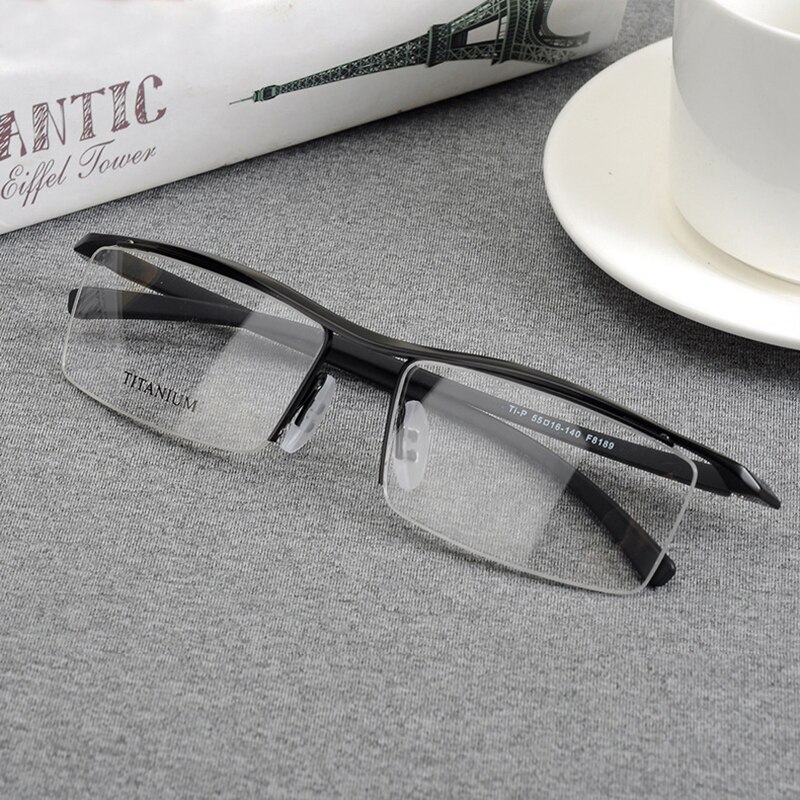 Browline – monture de lunettes en titane pour hommes, demi-monture, optique Cool, à la