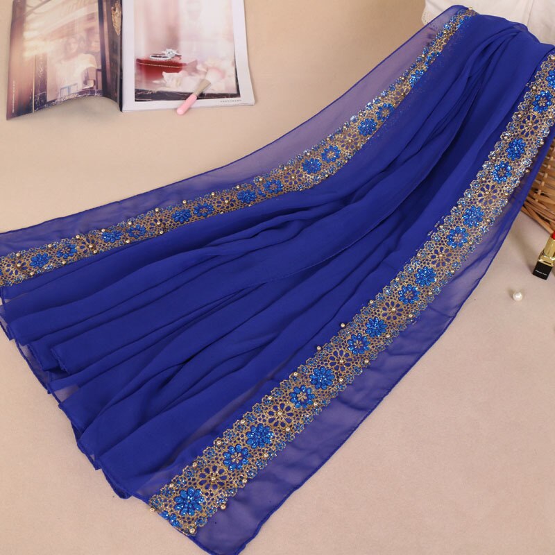 85*180Cm Moslim Chiffon Hijab Sjaal Voor Vrouwen Islamitische Kant Hoofddoek Foulard Femme Effen Sjaals En Wraps Hijab dames: 3