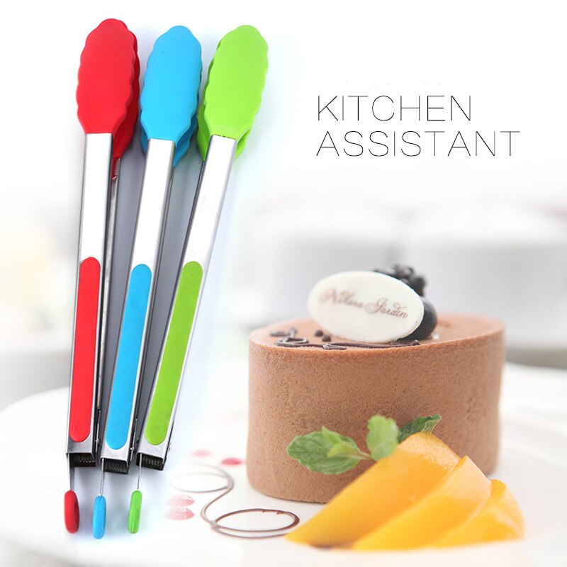 9/12Inch Stainless Steel Silicone Food Tongs Non-Slip Cooking Clip Salad Serving Bbq Tools Grill Tongs Multiuse Kitchen Tool