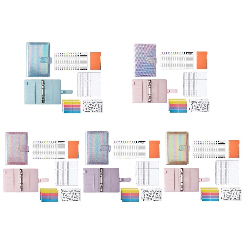 XX9A A6 Binder Planner Set with Binder Pockets Budget Sheets Index Stickers for Adult