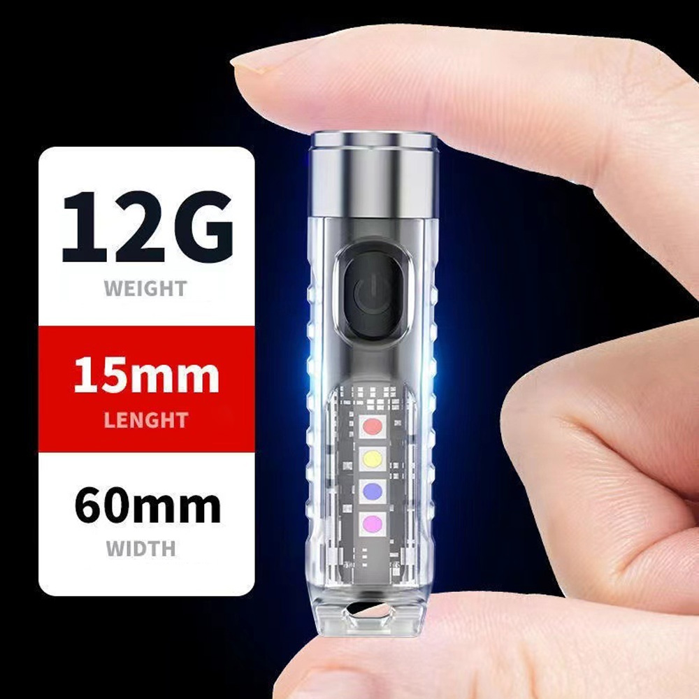 Oppladbar mini-lommelykt med 10 moduser, bærbar nøkkelringlys, magnetisk lommelykt, usb-oppladbar uv-lampe, nødcampinglykt