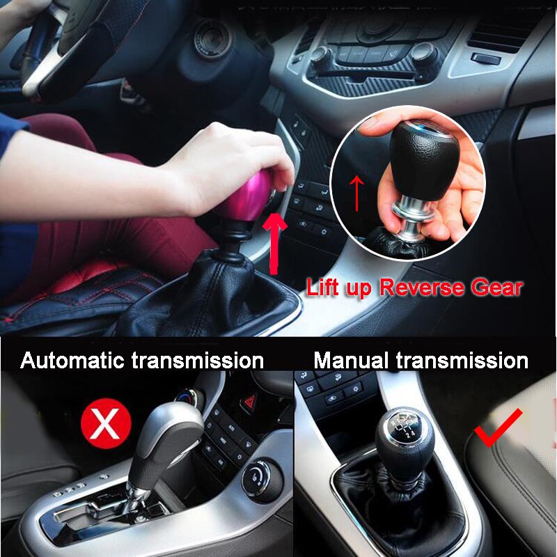 Auto Car 5/6 Speed Manual Lift Up Reverse Gear Shift Knob Aluminum Gearstick Lever Shifter Heads