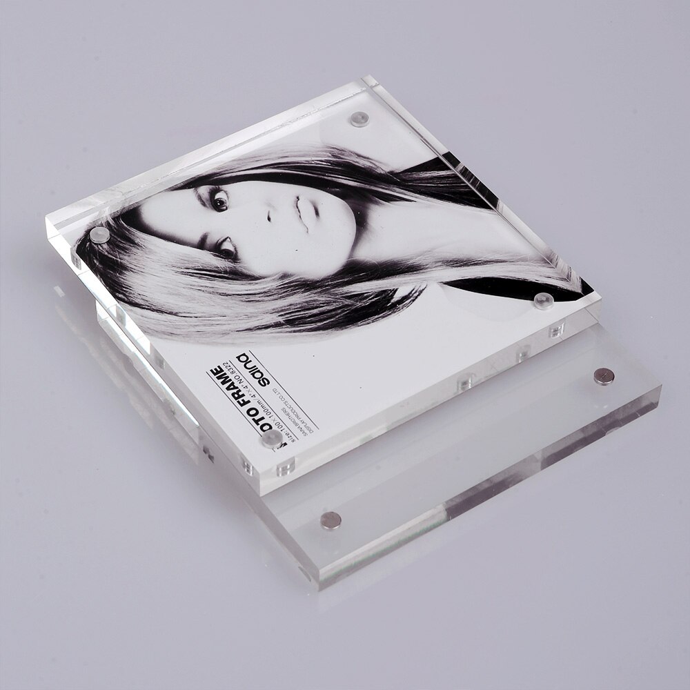 Square Shape Free Standing Double Sided Display Clear Acrylic Perspex Magnet Photo Frames PF003-1