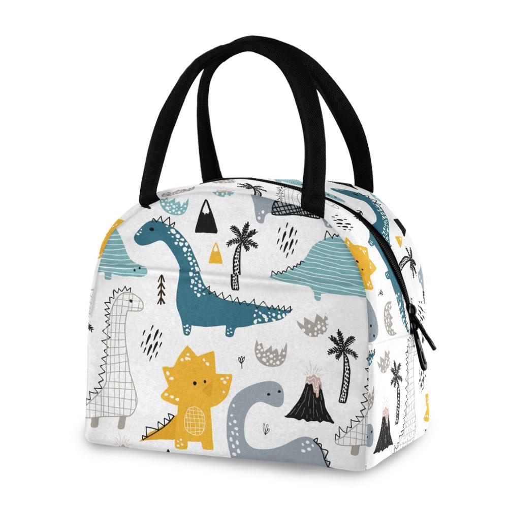 Nette dinosaurier Kinder Mädchen Kinder Tragbare Isolierte Mittagessen Tasche Box Picknick Tote Kühler Isolierte Thermische Kühler Bento Lunch Box