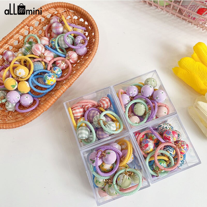 10/20/30PCS/Set Girl Cute Boll Flower Elastic Hair Bands Mini Hair Ring Ponytail Holder Scrunchies Kid Princess Hair Accessories
