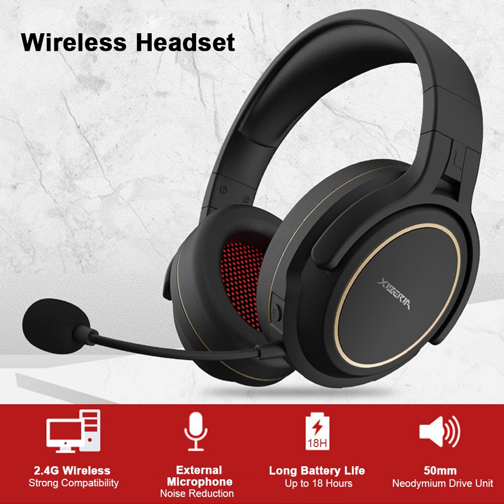 XIBERIA G01 2.4GHz Wireless Gaming Headset Game Headphones Stereo Music Super Bass AUX-IN 3.5mm Wired Headphone for phone PC TV