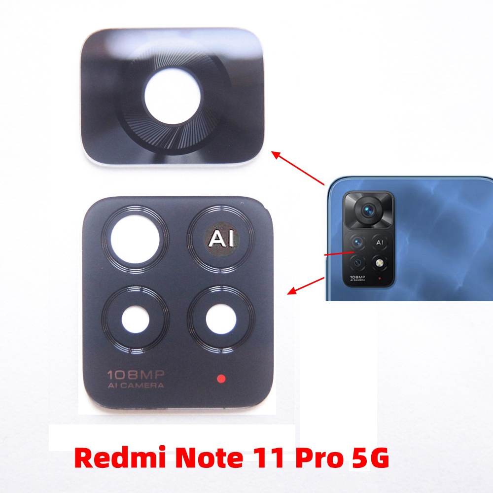 Vetro dell'obiettivo della fotocamera per Xiaomi Redmi Note 11, 11S, 11 Pro 4G/5G Parti per smartphone con obiettivo in vetro per fotocamera posteriore: Rosso