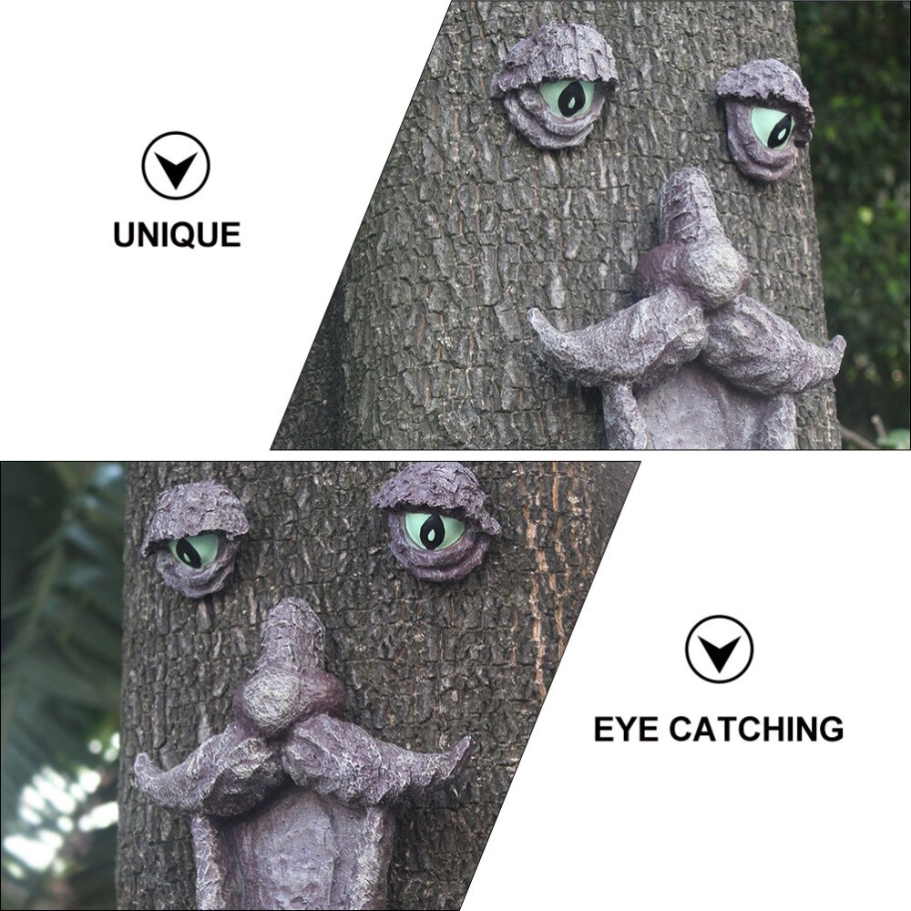 1 Set Pet Bird Feeder Outdoor Fun Old Man Tree Face Sculpture Decorative Bird Feeder Garden Bird Feeding Container Decorations