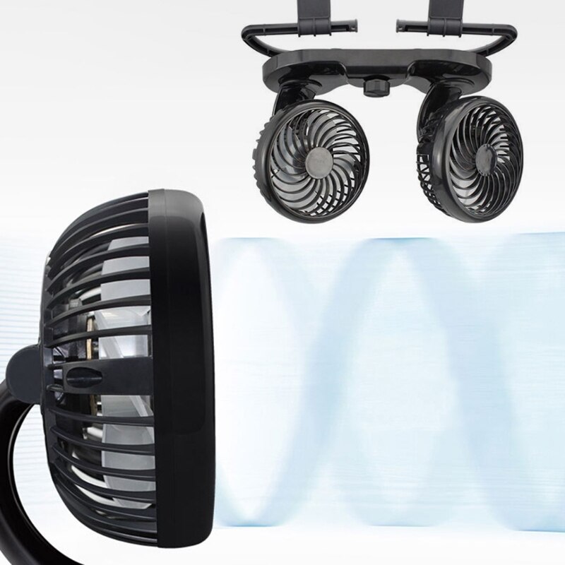 Double-headed Electric Car Fan 12V/24V Auto Powerful Cooling Device Rotatable L69D