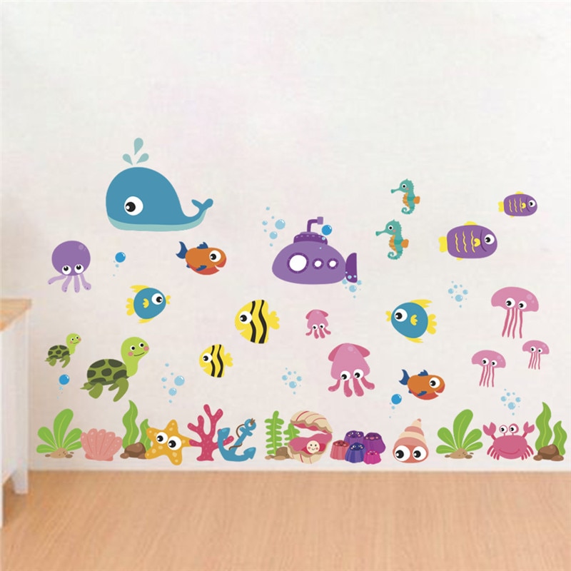 Underwater Fish Bubble Boat Turtle Wall Sticker Decals Bathroom Bedroom Nursery Window Decor Nursery Decals Poster Mural