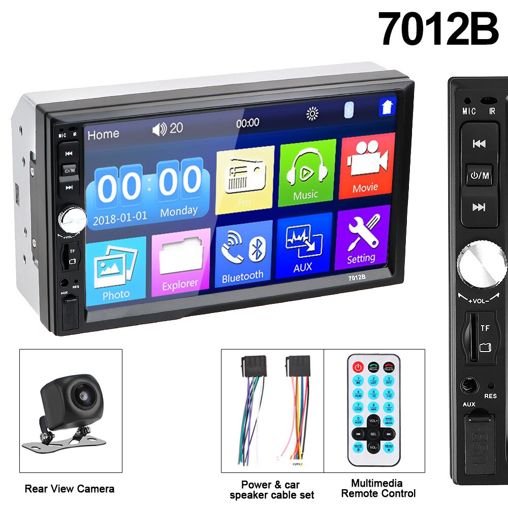 Bilradio 2 din  hd 7 " autoradio multimediaspelare 2 din pekskärm auto audio bilstereo  mp5 bluetooth usb tf fm kamera: 7012b med kam