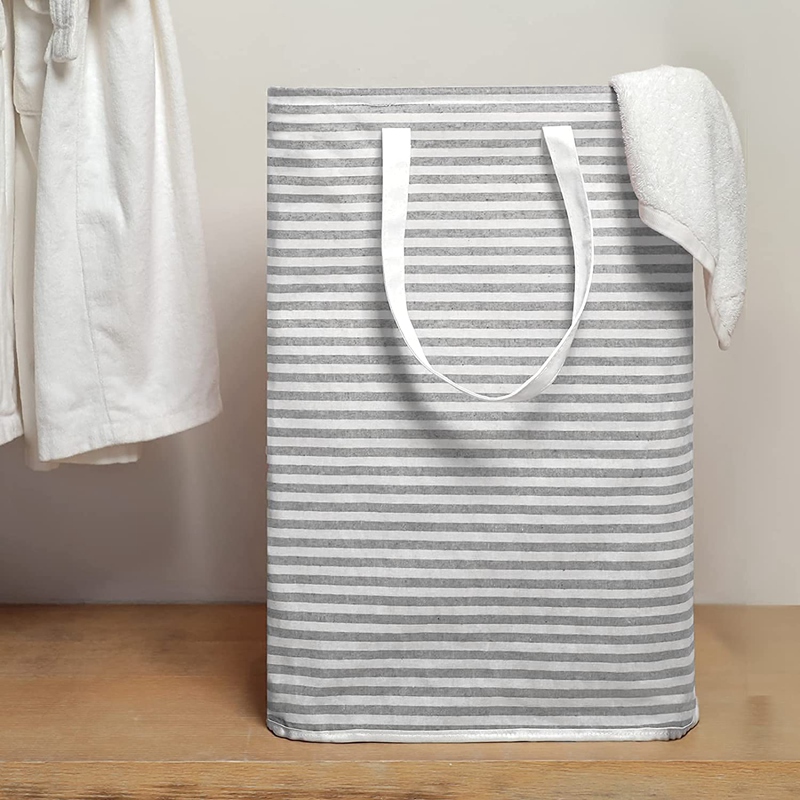 Opvouwbare wasmand, aan de muur gemonteerde badkamer opbergorganizer met handgrepen, draagbare wasmand voor wasruimte kinderkamer (grijs 58 x 41 x 15 cm