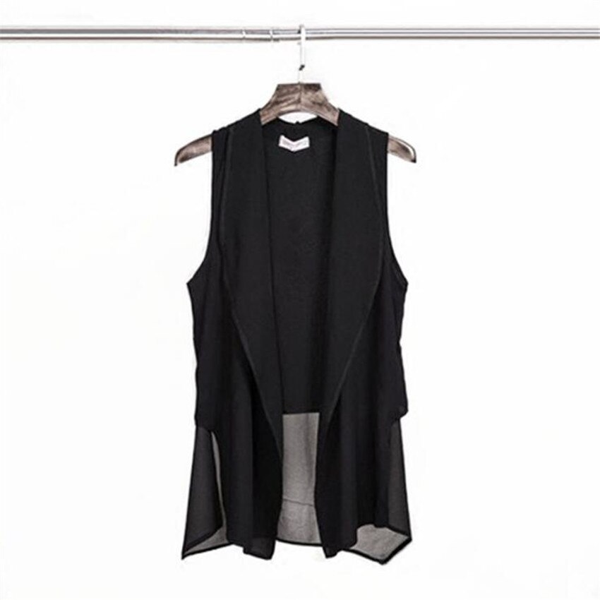 Vrouwen Chiffon Vest Office Lady Vesten Big Size Vrouwelijke Slanke Mouwloze Jas Jassen Midi-Lange Vest Zomer Uitloper WZ1174