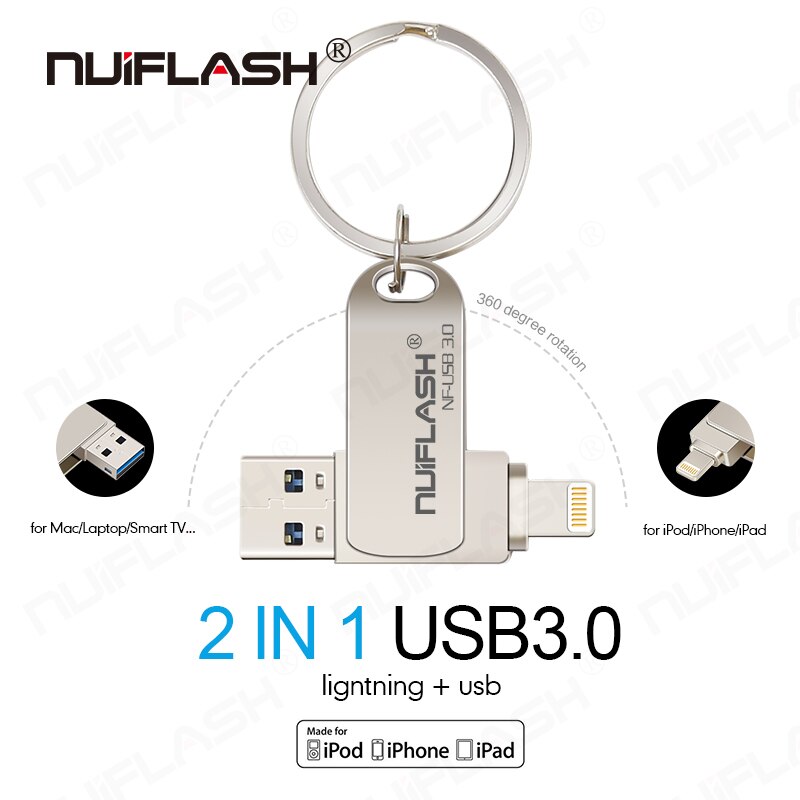 2 in 1 Metall USB Flash Drive 128gb OTG Pen Drive 32gb 64gb Usb 3,0 Flash Disk für iPhone X/8 Plus/8/7 Plus USB Memory Stick