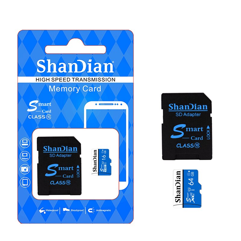 SHANDIAN Mikro sd karte TF karte class10 Mini karte Mikro sd 64GB 32GB 16GB 8GB Externe stift Stock Blitz Erinnerung disk für Telefon