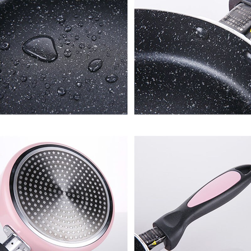 18CM Nonstick Pan Non-Stick Cookware Frying Pan Saucepan Small Fried Eggs Pot General Use for Gas and Induction Cooker Pink