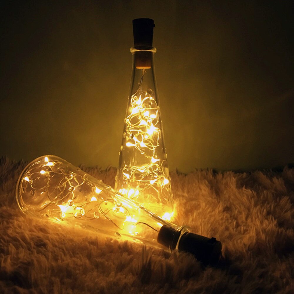 Guirlande lumineuse pour bouteille de vin en forme de liège 1m/2m, LED cordes avec bouchon de bouteille décorations, pour halloween, fête de noël