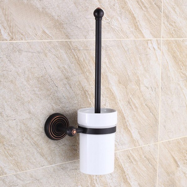 Oil Rubbed Bronze Bathroom Accessories Set Towel Shelf Towel Holder Toilet Paper Holder Wall Mounted Bath Hardware Sets: Toilet Brush Holder