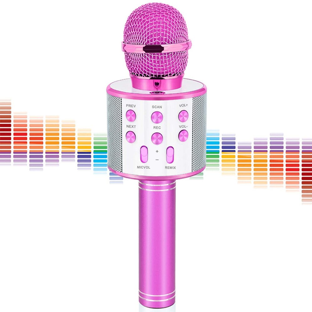 wireless bluetooth USB microphone condenser karaoke mic stand radio mikrofon studio recording studio Child's: Pink