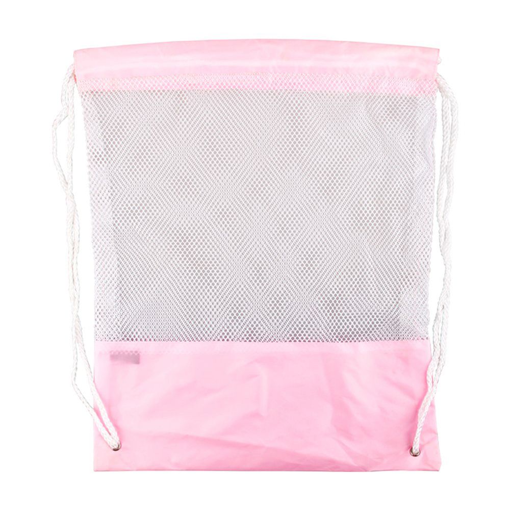 Mesh Drawstring Backpack Tote Sport Pack Clothes Shoe Travel Bag Beach Backpack Bag Toys ShoesClothes Organizer: Pink