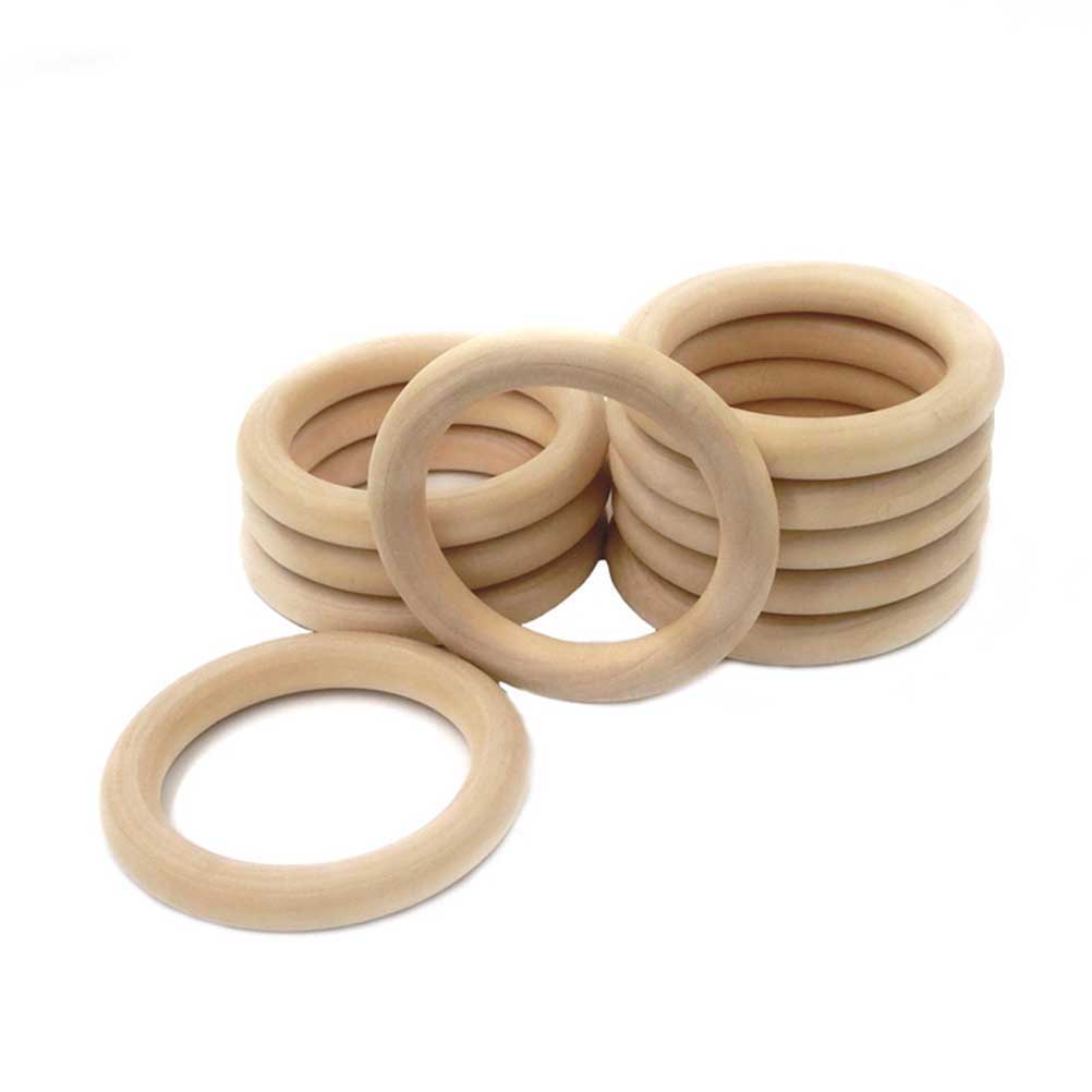 25pcs DIY Baby Teething Ring Accessories Natural Wood Rings Toys Accessory Wooden Outer Diameter 68mm