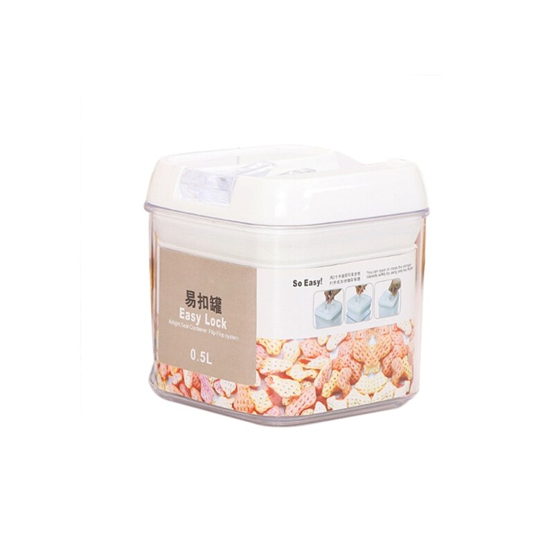 PP Food Storage Box Plastic Clear Container Set with Pour Lids Kitchen Storage Bottles Jars Sealed Dried Grains Tank 0.4L-1.2L: B 0.5L