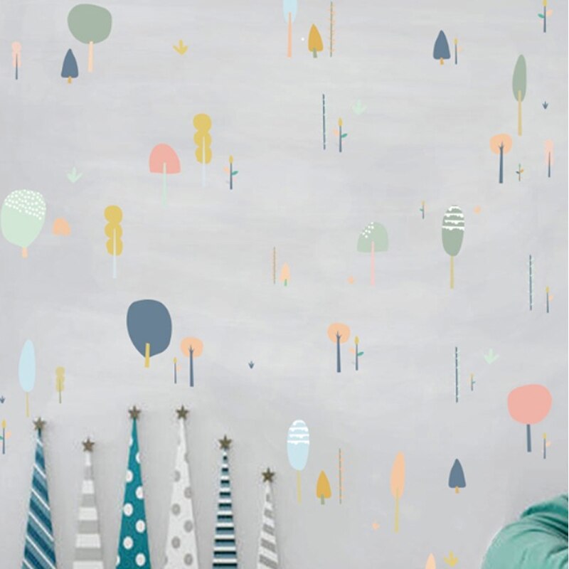 Sapling Cartoon Trees Ins Wall Stickers DIY Nordic Style Baby Kids Room Decals Removable Bedroom Home Office Decor Paste