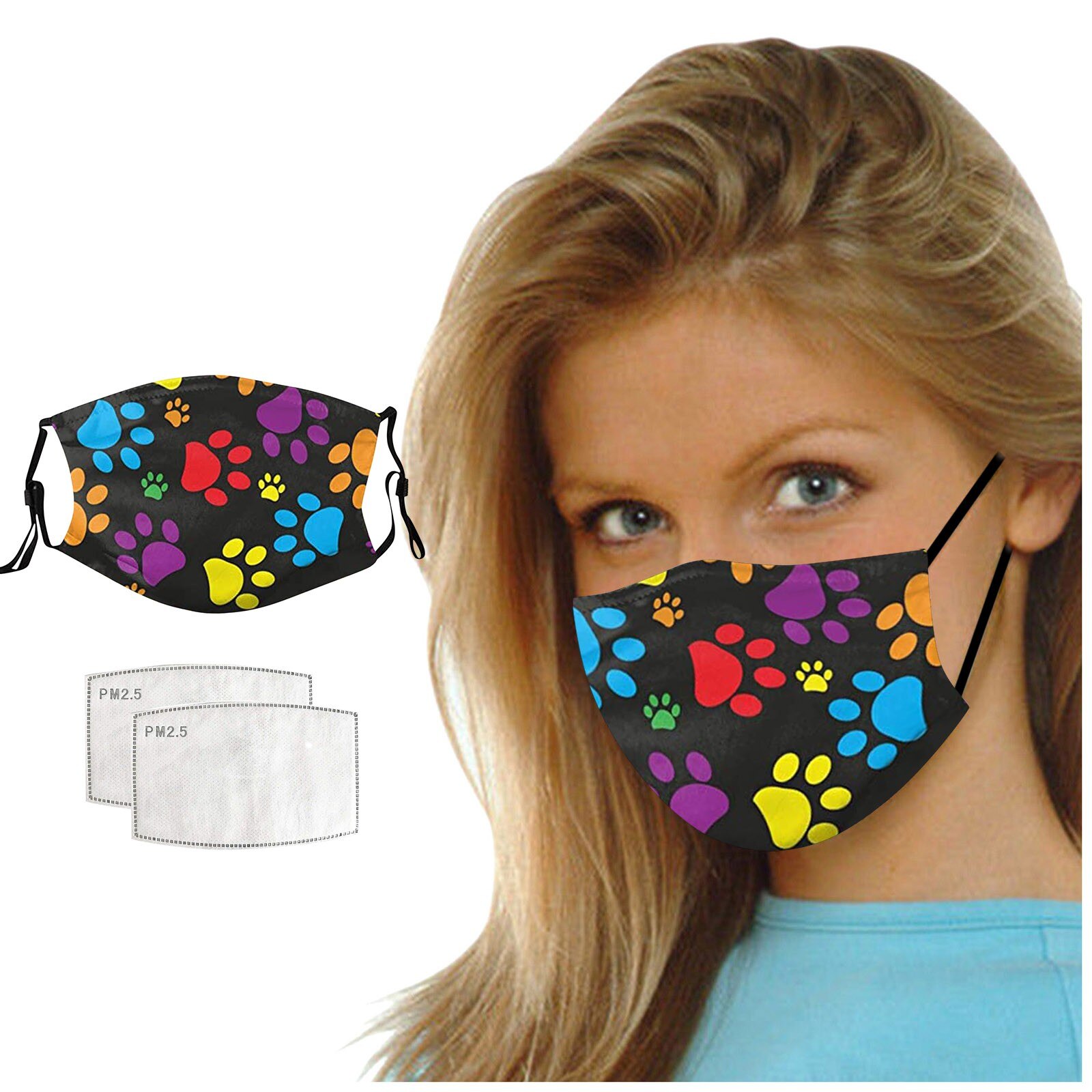 ski Fasemask Adult Animal Dog Printed Bandana Washable Reusable Fabric Lavables Masque Bandana: D