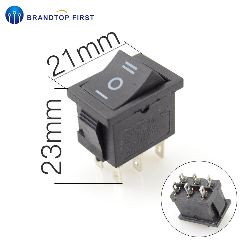 Ac 6a/250v 10a/125v 6 pin 21*15 mm 2 position 3 position boat rocker switch on off switch kcd 1 sort 21 x 15mm: 3 position 6 pin