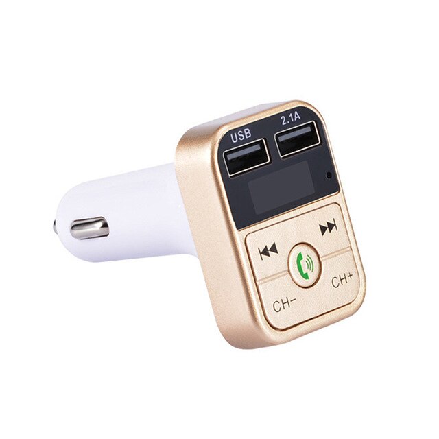 Transmetteur FM sans fil Bluetooth pour voiture, Kit mains-libres, transmetteur LCD, lecteur MP3, chargeur USB, modulateur FM, accessoires de voiture: Or