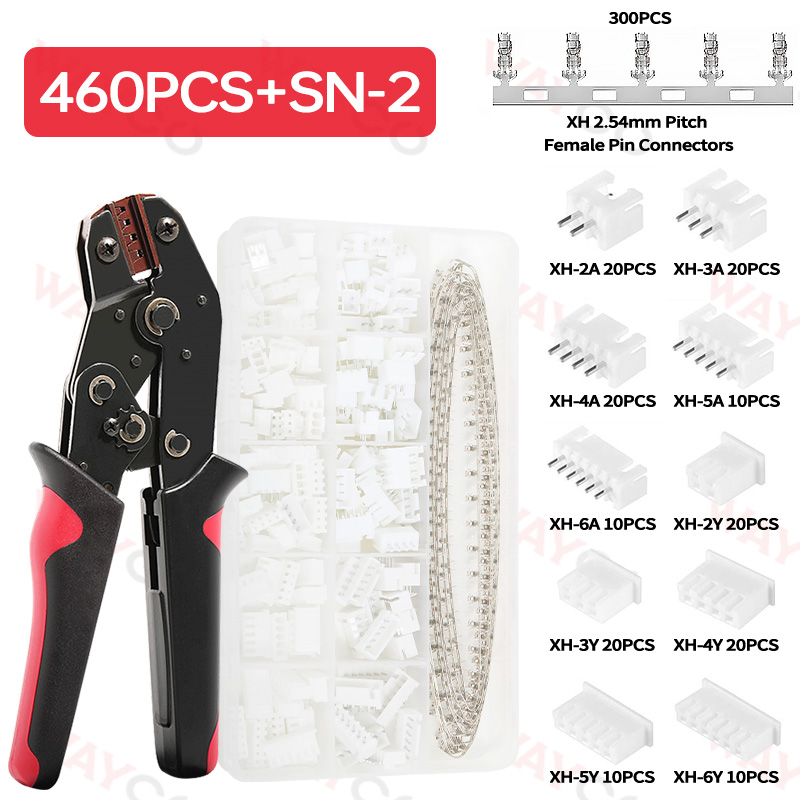 460/1550pcs JST SM Micro DuPont Wire Connector XH2.54 1/2/3/4/5/6P Kit Male/Female Housing Adapter Pin Header Crimp Terminal