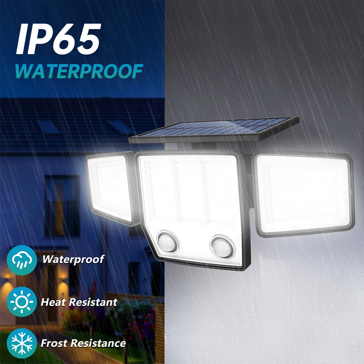 3000LM Solar Light With Dual PIR Motion Detector 3 Lighting Modes 270° Illumination IP65 Waterproof Security Garde Flood Lights