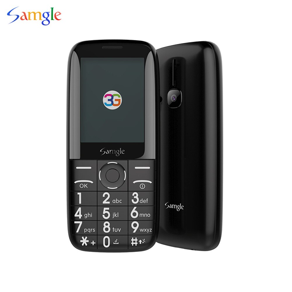 Samgle ZOEY F3 WCDMA 3G Bar Feature Phone Big Keyboard For Elder Support Whatsapp Facebook Twitter Color Display Torch: Add 16G TF card / black