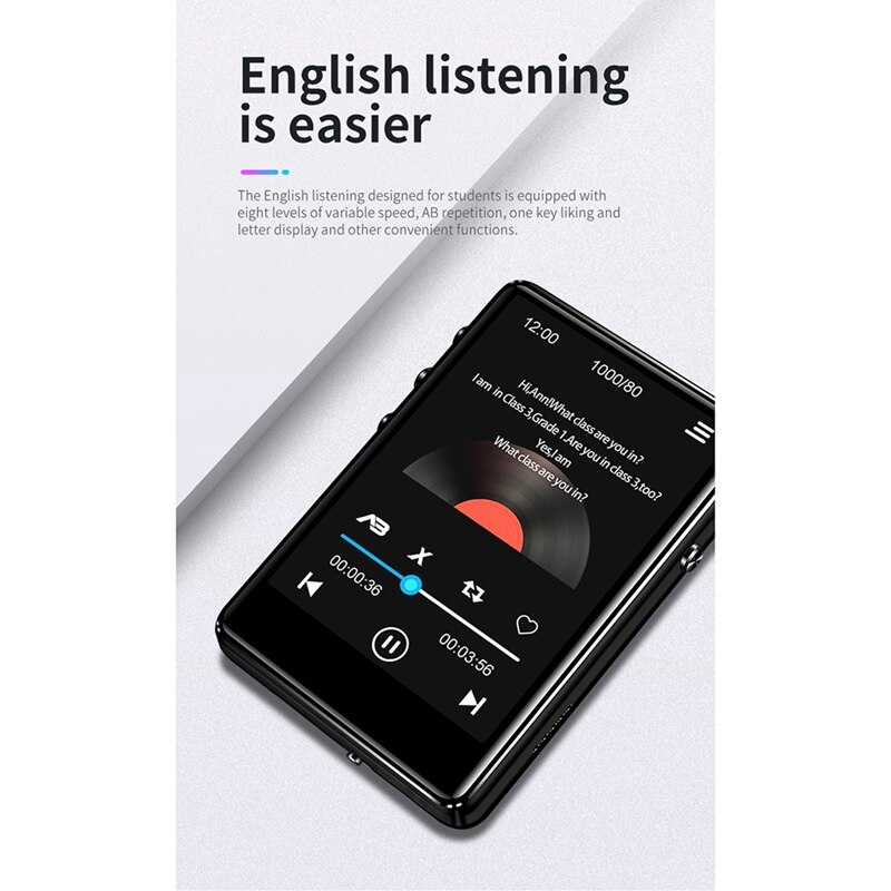 X62 fulle sn  mp3 spillere bluetooth 5.0 hifi musikkspiller student ultra tynn loseless o spiller usb 2.0 8g svart