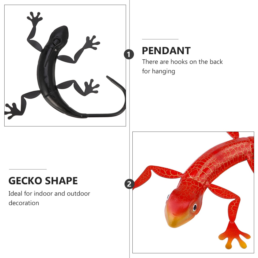 1 stk metal gekko 3d væg gør det selv realistisk levende skulptur gekko 3d gekko vægkunst indretning hjem indendørs udendørs hængende ornament
