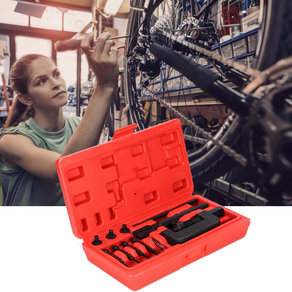 13PC Bicycle Timing Chain Removal Tool Motorcycle Riveting Repair Universal Tool Timing Chain Breaker Set Bicycle Repair Tool