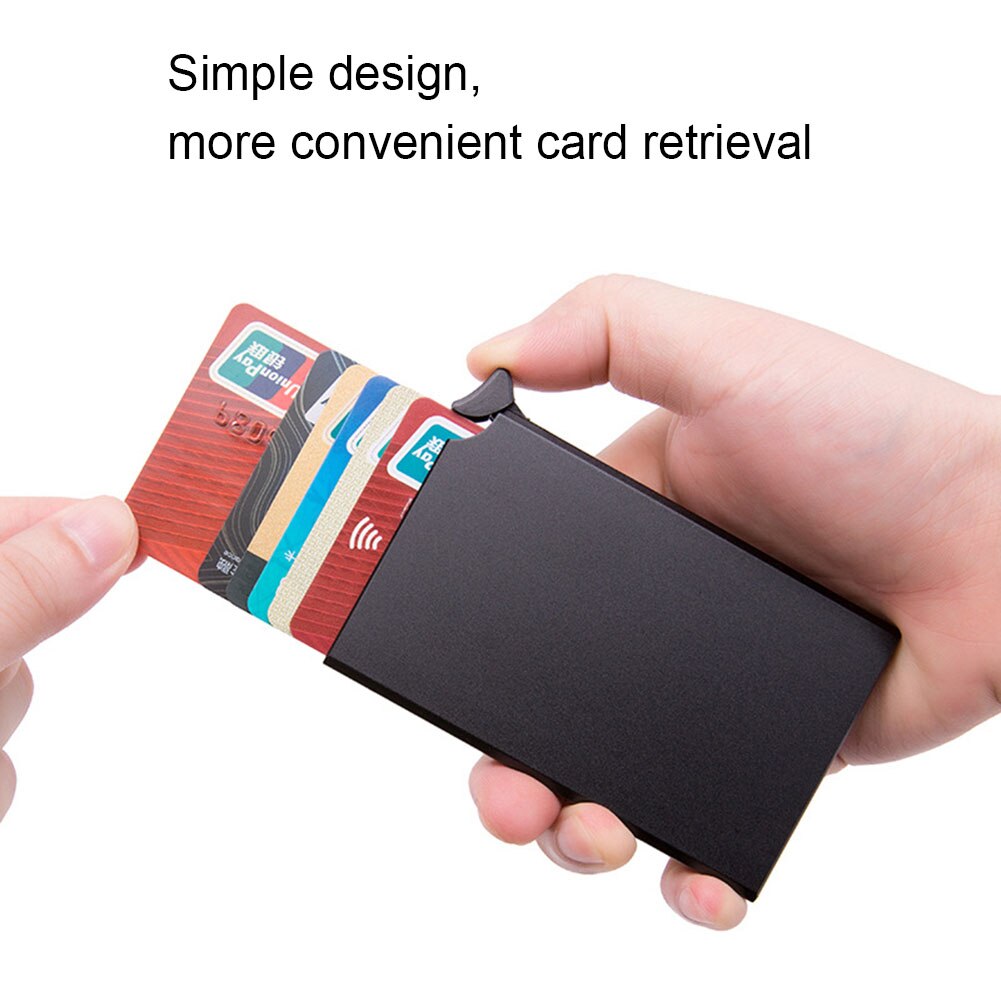 Smart Portemonnee Dunne Id Card Case Rfid Anti-Diefstal Unisex Automatisch Solide Metalen Bank Credit Card Holder Business Mini