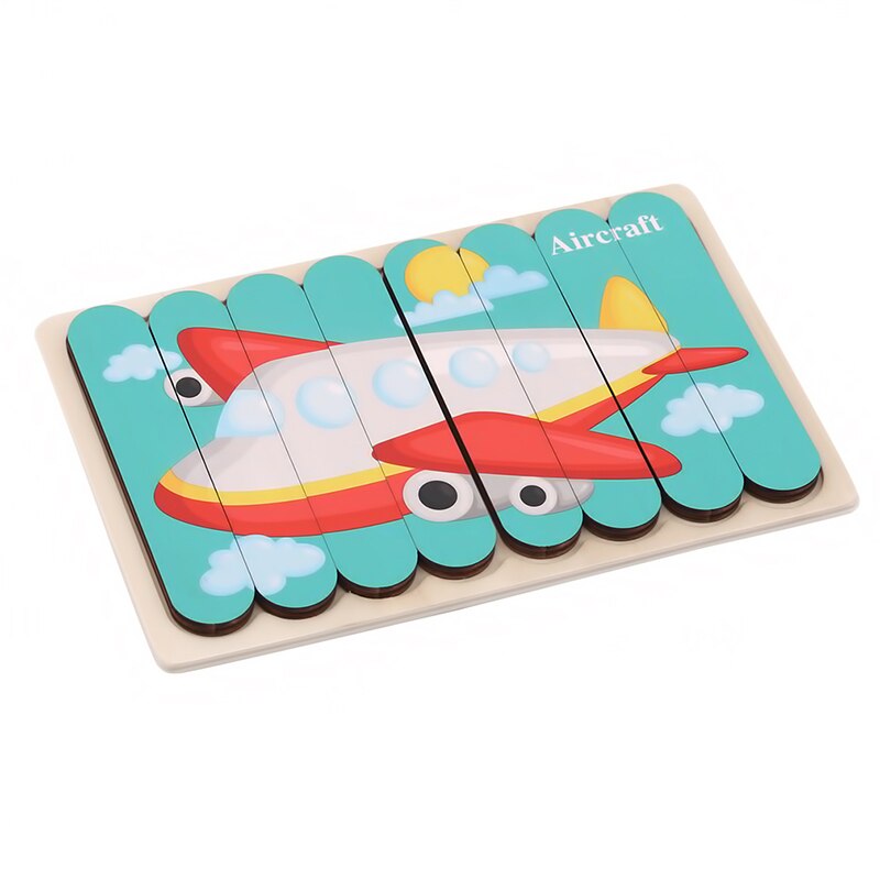 Baby Wooden Puzzle Creativity Strip Shape 3D Puzzle Telling Stories Stacking Jigsaw Baby Educational Learning Toys