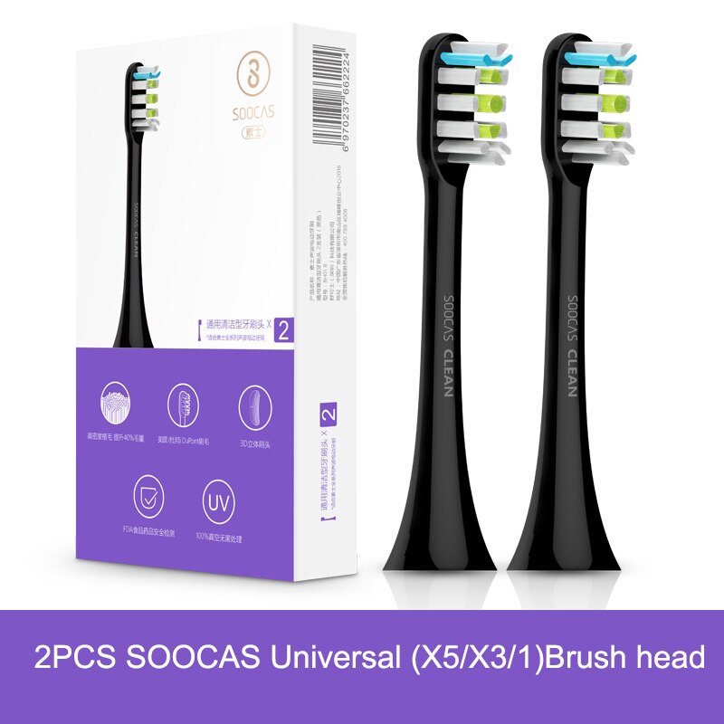 Soocas x3 x1 x5 udskiftning af tandbørstehoveder til xiaomi mijia soocare x1 x3 sonisk elektrisk tandbørstehoved originale dysedyser: Sort