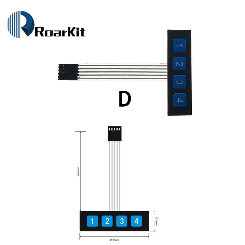 1*2 3 4 5 tastknapper membranbryter 3*4 4 x 5 matrix array tastatur 1 x 6 tastatur med led kontrollpanel pad gjør-det-selv-sett for arduino