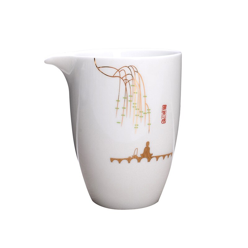 Hoge Wit Porselein Eerlijke Cup Theepot Handgeschilderde Thee Maker Kung Fu Thee Cup Gongdao Mok Theewaar 280ml