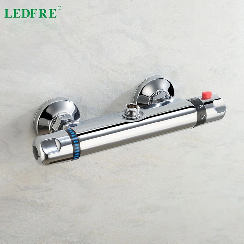 Ledfre termostatisk badekar bruser kontrolventil bundhane vandmonteret og kold messing badeværelsesarmatur badekar hane  lf56 t 220