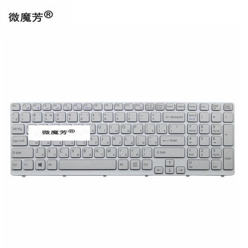 para SONY VAIO E15 SVE 15 SVE15 149032851RU AEHK57002303A MP-11K73SU-920 teclado blanco ruso RU con marco