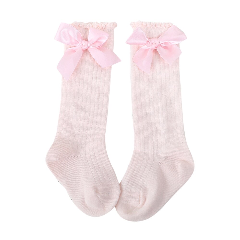 freundlicher Socken Kleinkinder Mädchen Großen Bogen Kniehohe Lange Weiche Baumwolle Spitze Baby Kniekousen Meisje freundlicher Kleidung: Rosa / 24M