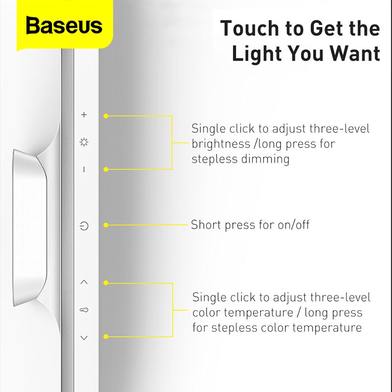 Baseus-Lámpara de mesa de escritorio magnética, luz LED de trabajo para estudio, luz de trabajo portátil con Control táctil para estudiantes, lectura, estudio, luces de búsqueda
