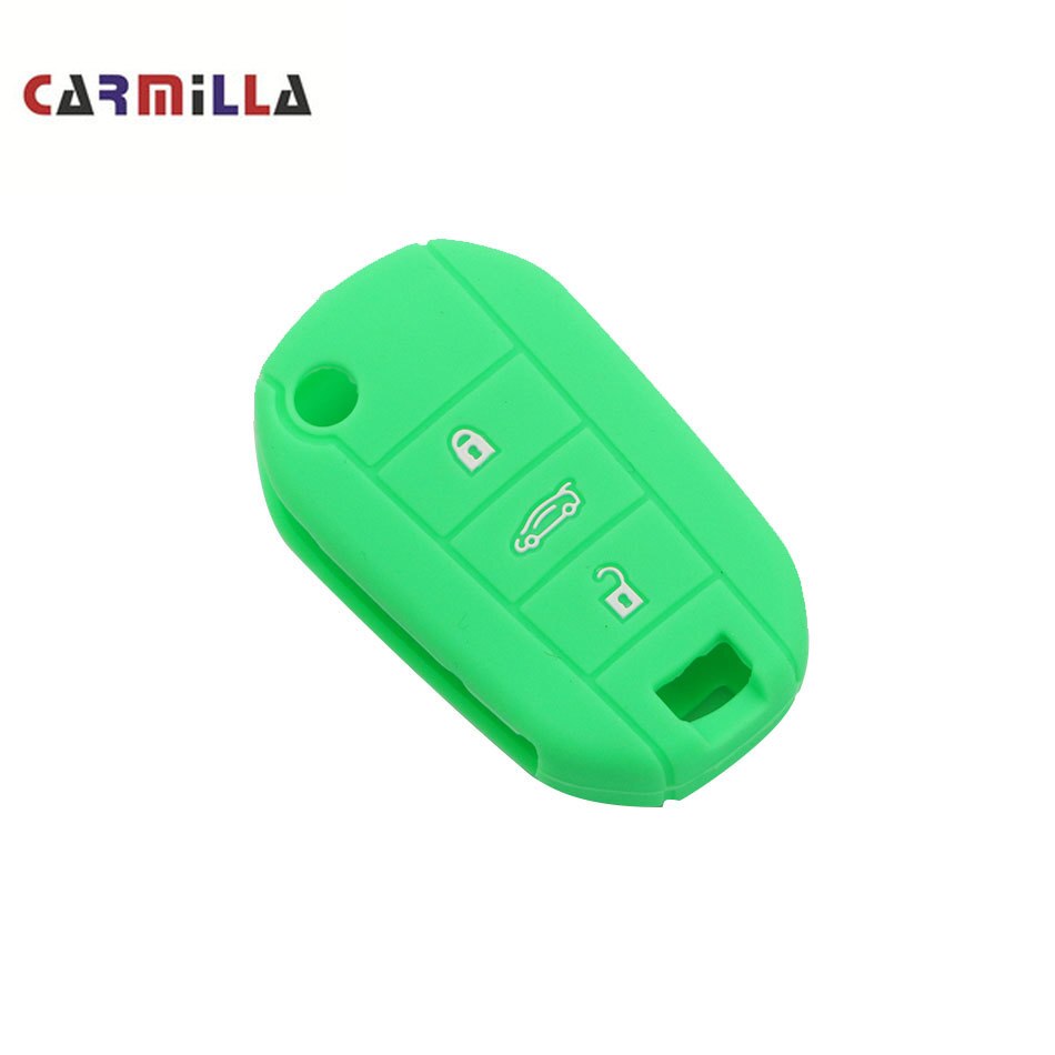 Carmilla 3- knops siliconen autosleutel beschermhoesje voor peugeot accessoires