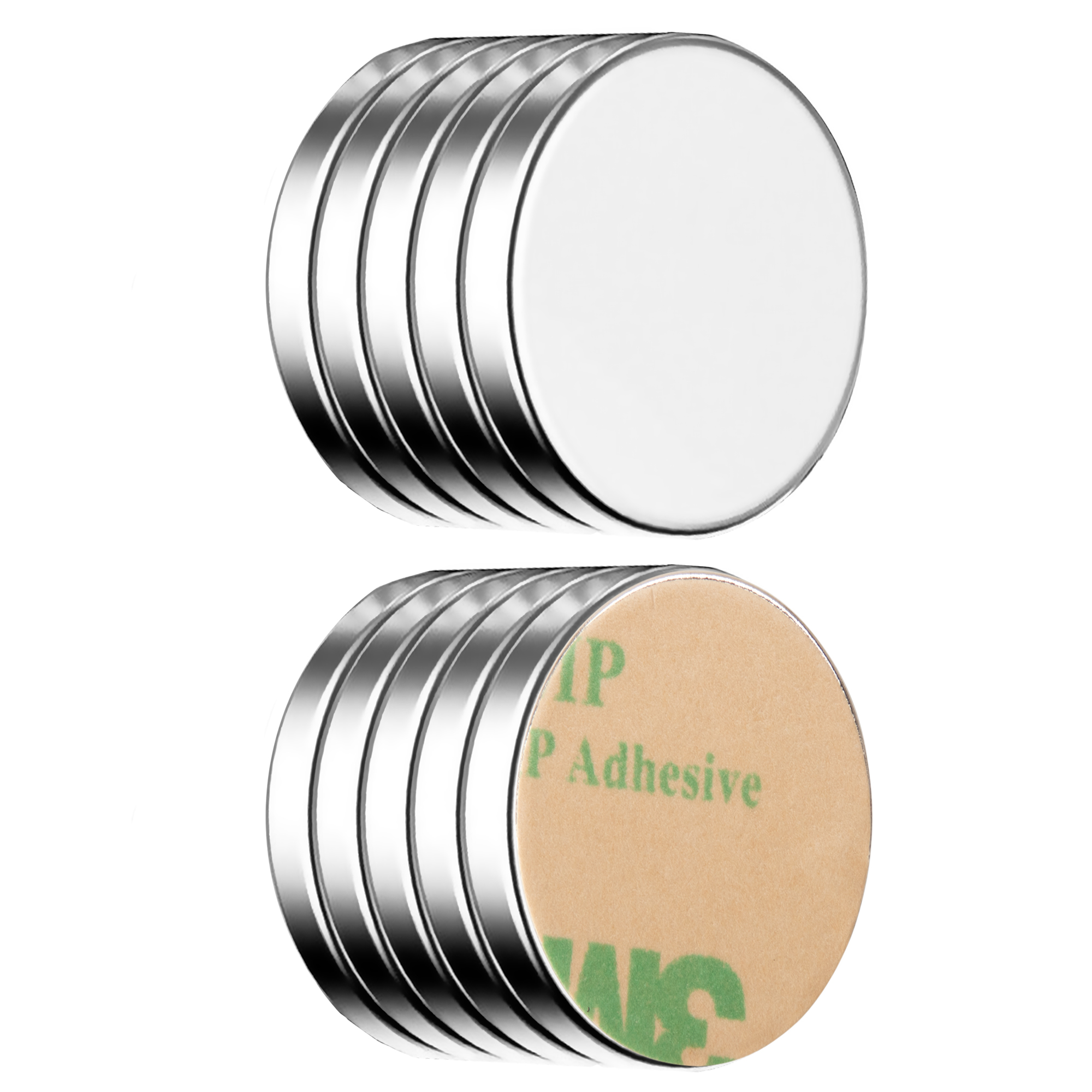 10 x 3 mm starke Magnete, 20 Stück starke Magnete, robuste Neodym-Scheibenmagnete mit doppelseitigem Kleber für Büromagnete